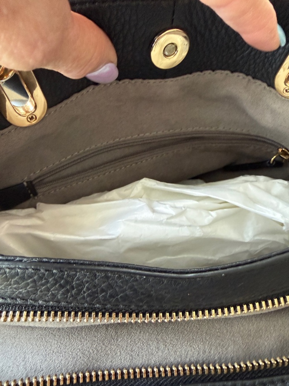 Vince Camuto Black Pebbled Leather Satchel with Tassel - Picture 9 of 11